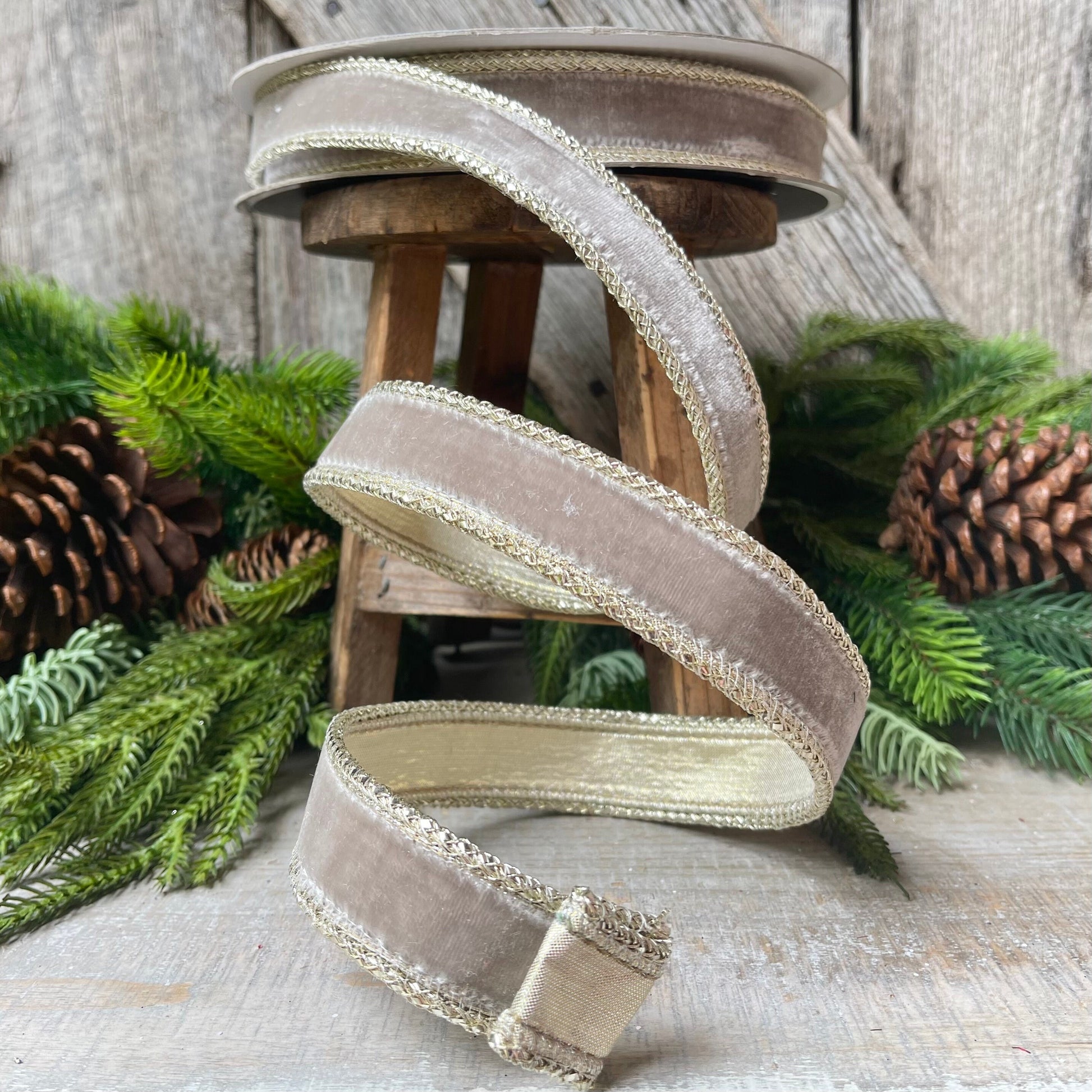 Farrislk 1" Platinum Royal Velvet, Holiday Ribbon, Velvet Ribbon