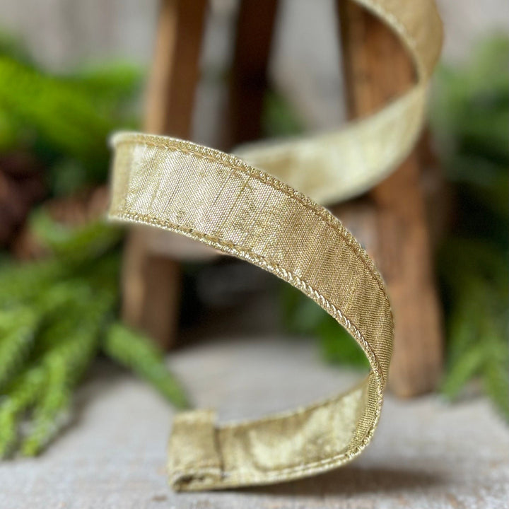 1" Gold Luster Ribbon, wired Ribbon, Wreath RIbbon