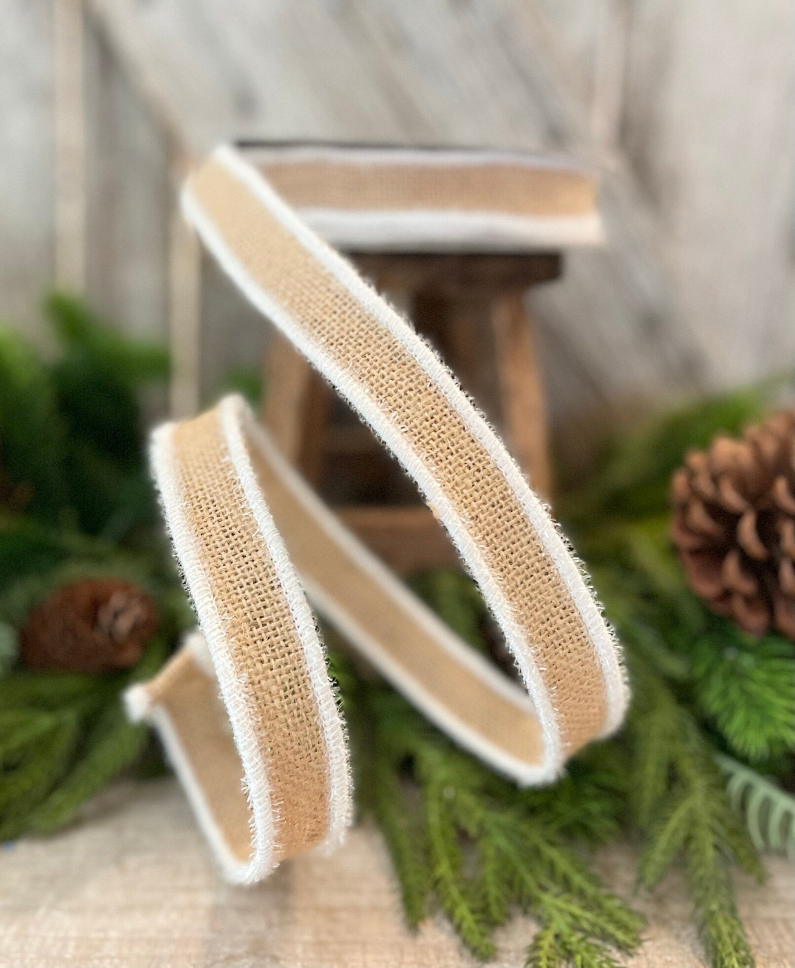 1" Frosty Burlap, Farrisilk Ribbon, Christmas Ribbon