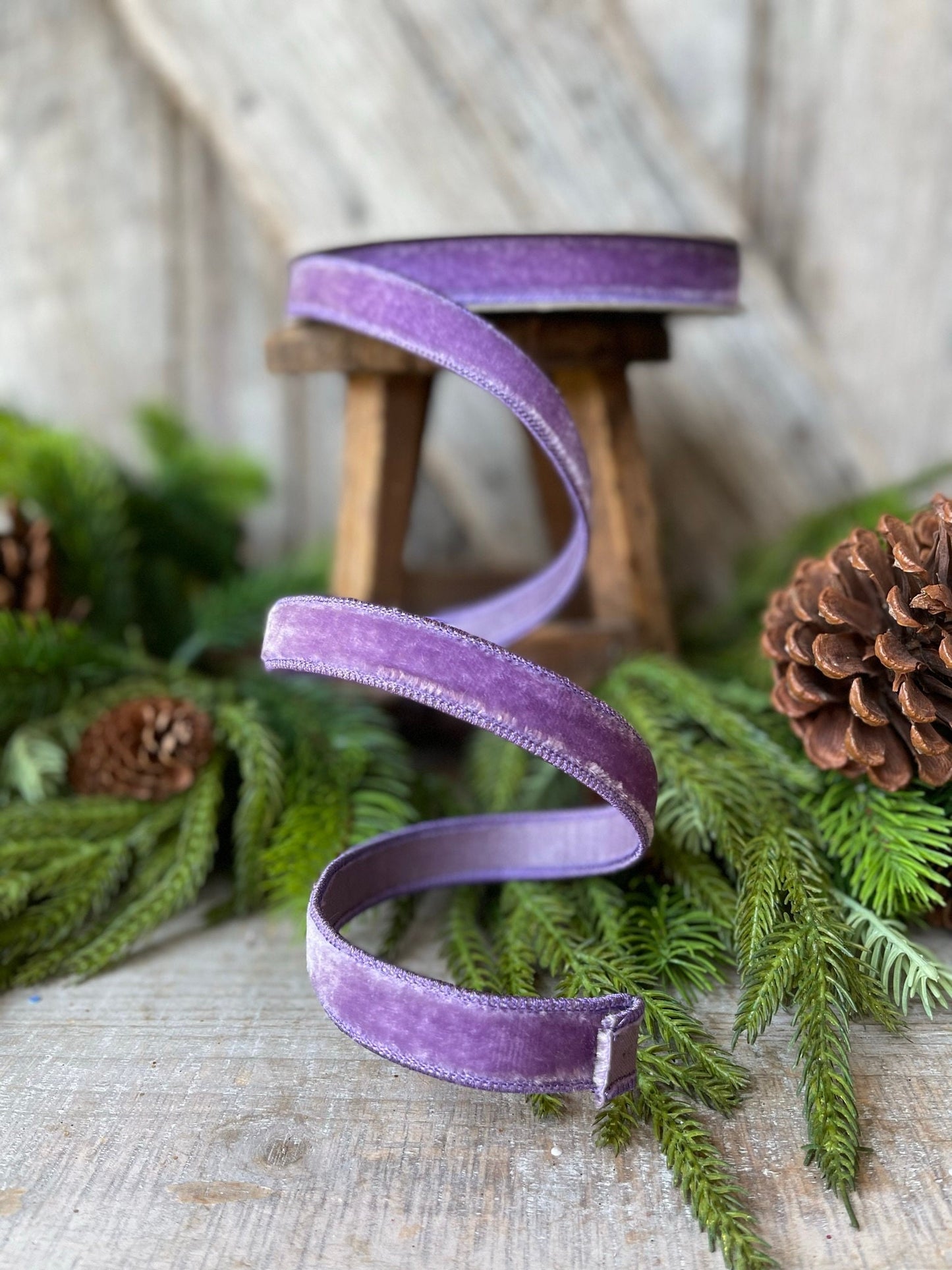 3/4" Violet Purple Velvet Ribbon, Farrisilk Wired Velvet Ribbon