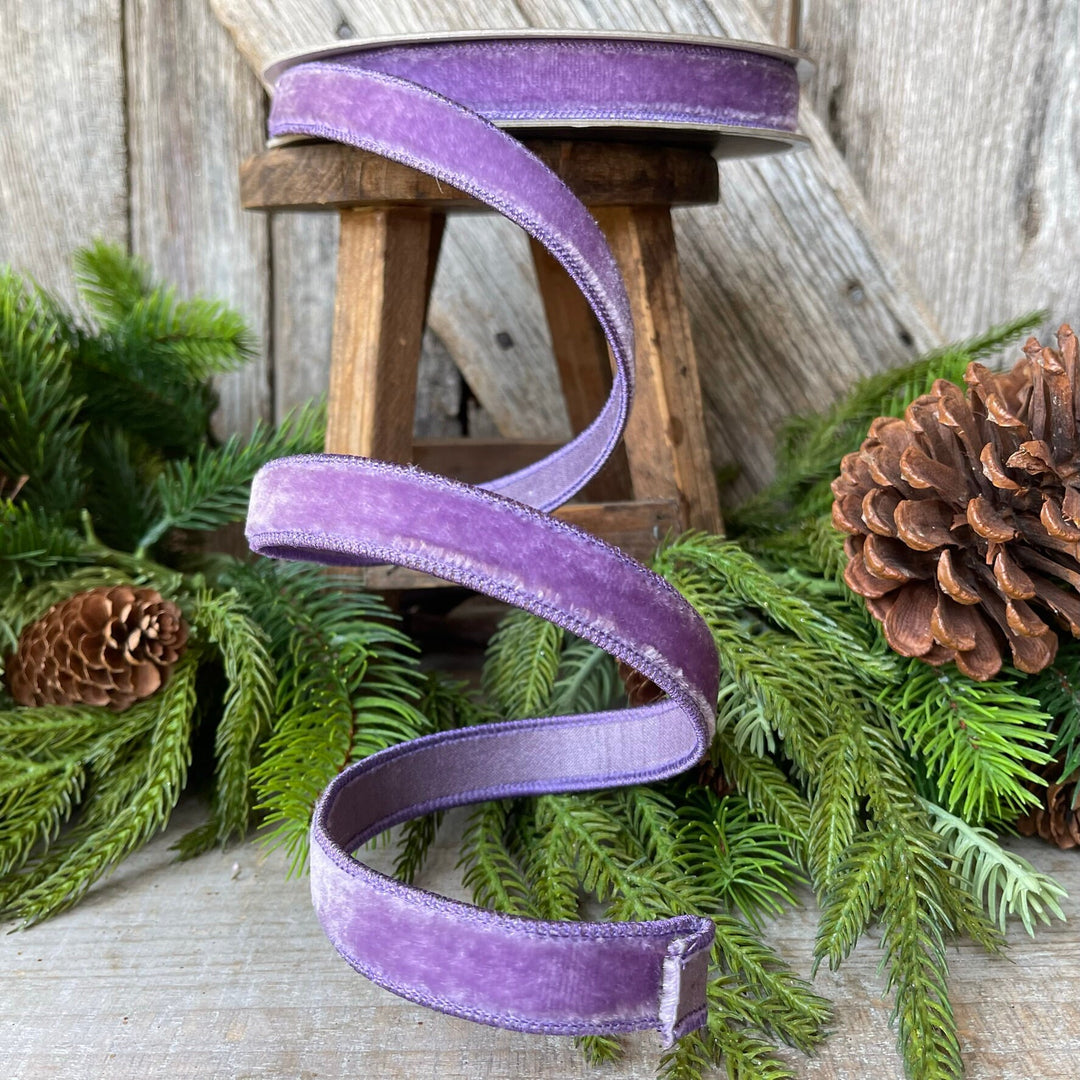 3/4" Violet Purple Velvet Ribbon, Farrisilk Wired Velvet Ribbon, Christmas Velvet Ribbon