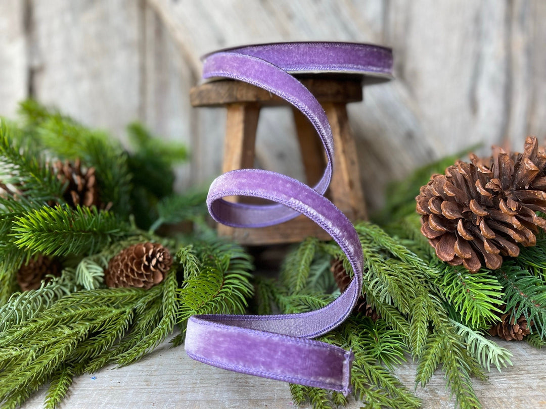 3/4" Violet Purple Velvet Ribbon, Farrisilk Wired Velvet Ribbon, Christmas Velvet Ribbon