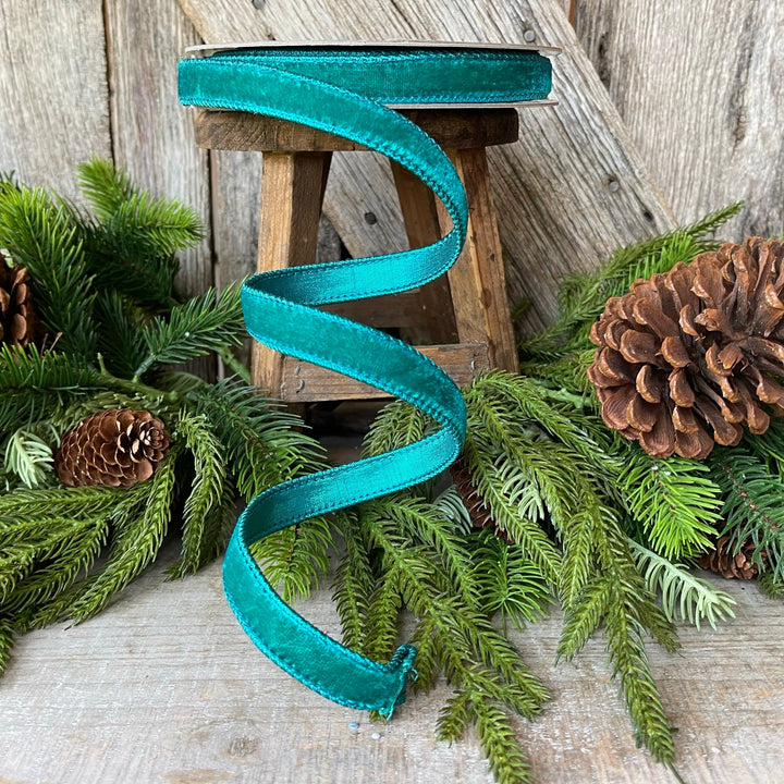 3/4" Teal Velvet Luster RIbbon, Farrisilk Ribbon