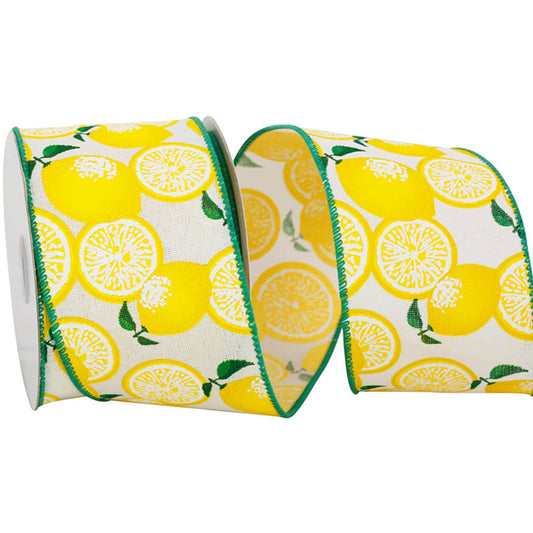 2.5" Lemon Ribbon, Wired Ribbon