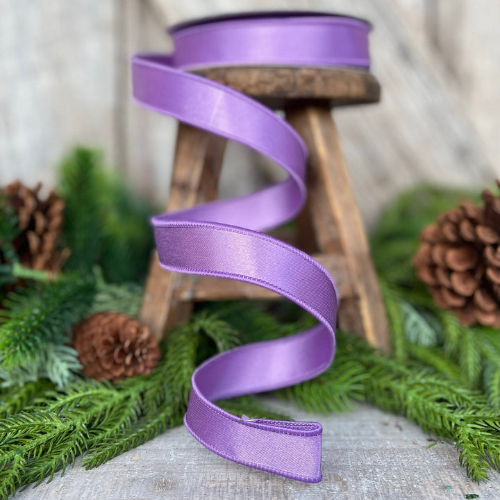 1" Purple Lavender Wired Ribbon, Farrisilk Ribbon, Satin Ribbon
