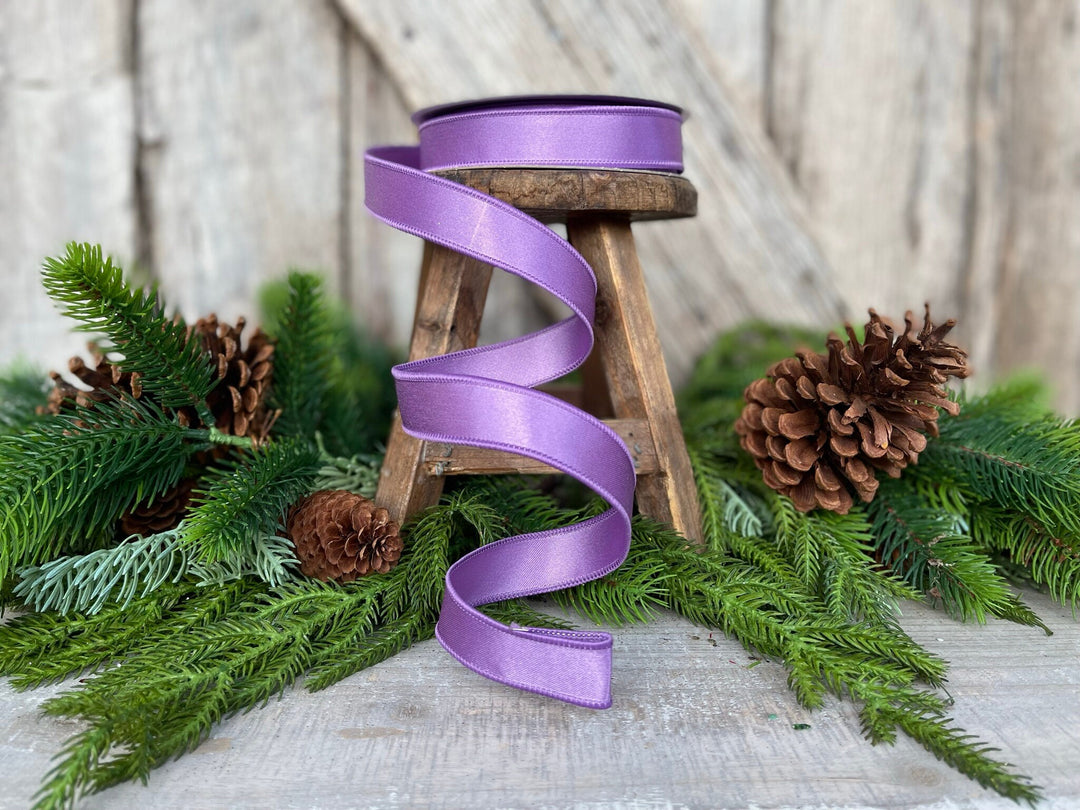 1" Purple Lavender Wired Ribbon, Farrisilk Ribbon, Satin Ribbon