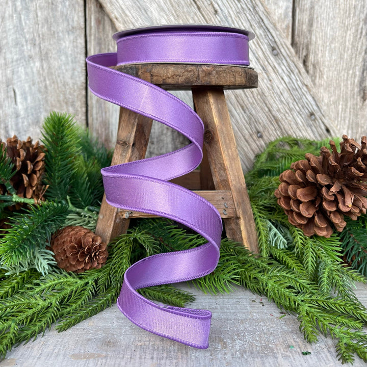 1" Purple Lavender Wired Ribbon, Farrisilk Ribbon, Satin Ribbon