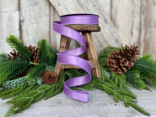 1" Purple Lavender Wired Ribbon, Farrisilk Ribbon, Satin Ribbon