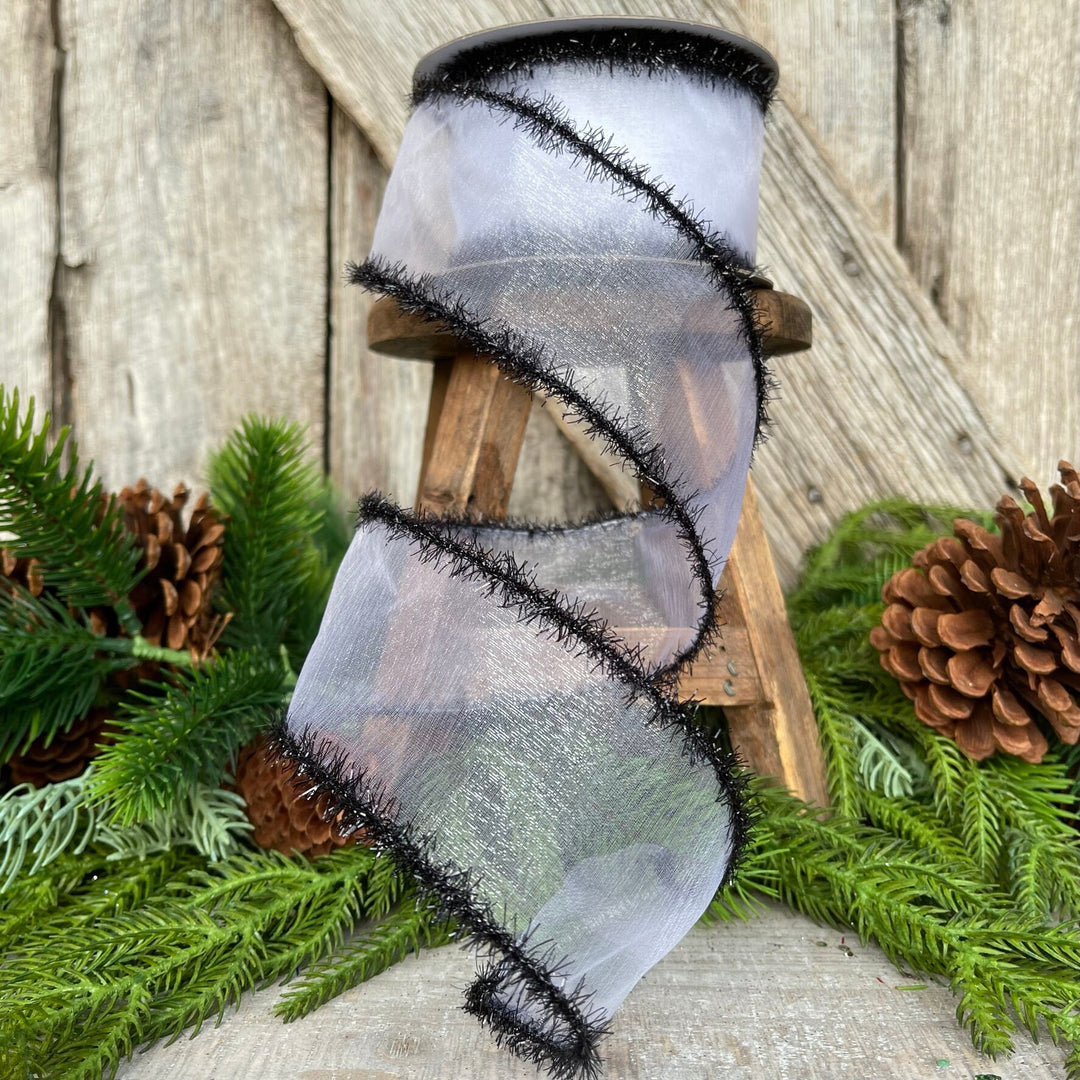 2.5" Sheer Creepy Wired Ribbon, Farrisilk Ribbon, Halloween Ribbon