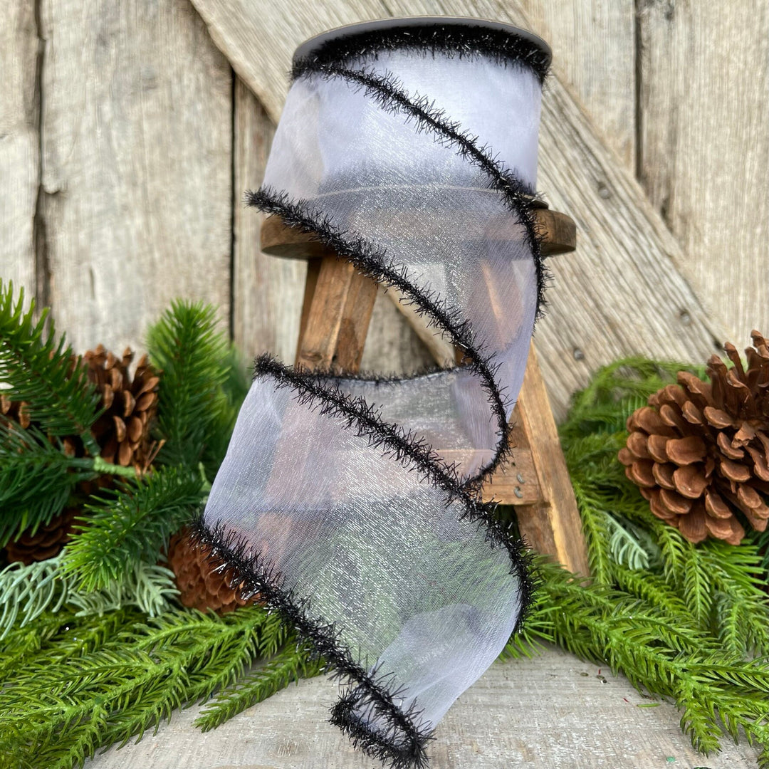 2.5" Sheer Creepy Wired Ribbon, Farrisilk Ribbon, Halloween Ribbon