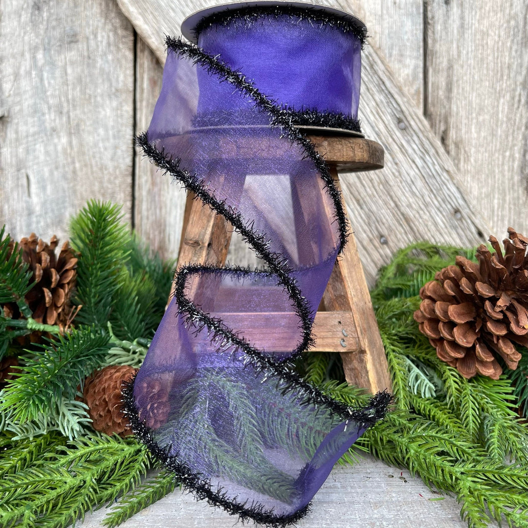 2.5" Sheer Creepy Wired Ribbon, Farrisilk Ribbon