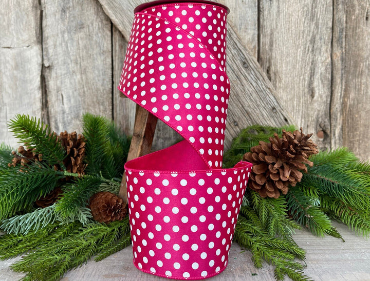 4" Hot Pink Mini Dots, Farrisilk Ribbon