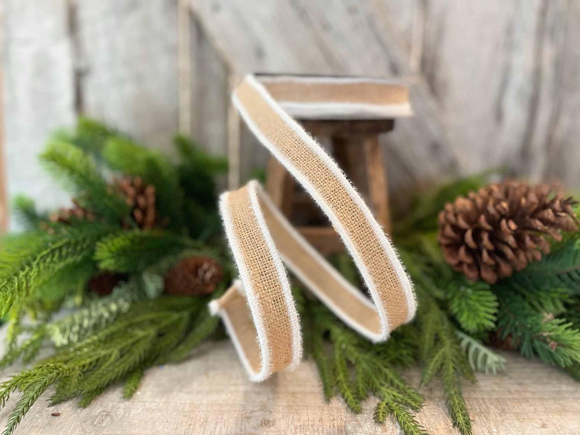 1" Frosty Burlap, Farrisilk Ribbon, Christmas Ribbon