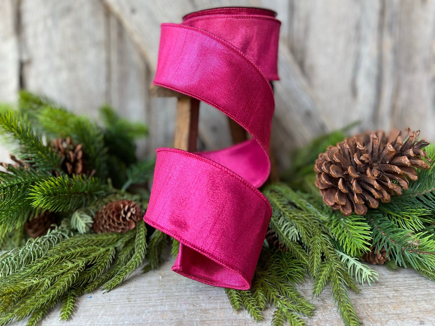 2.5" Hot Pink Luster Ribbon, Farrisilk ribbon, Wired Ribbon