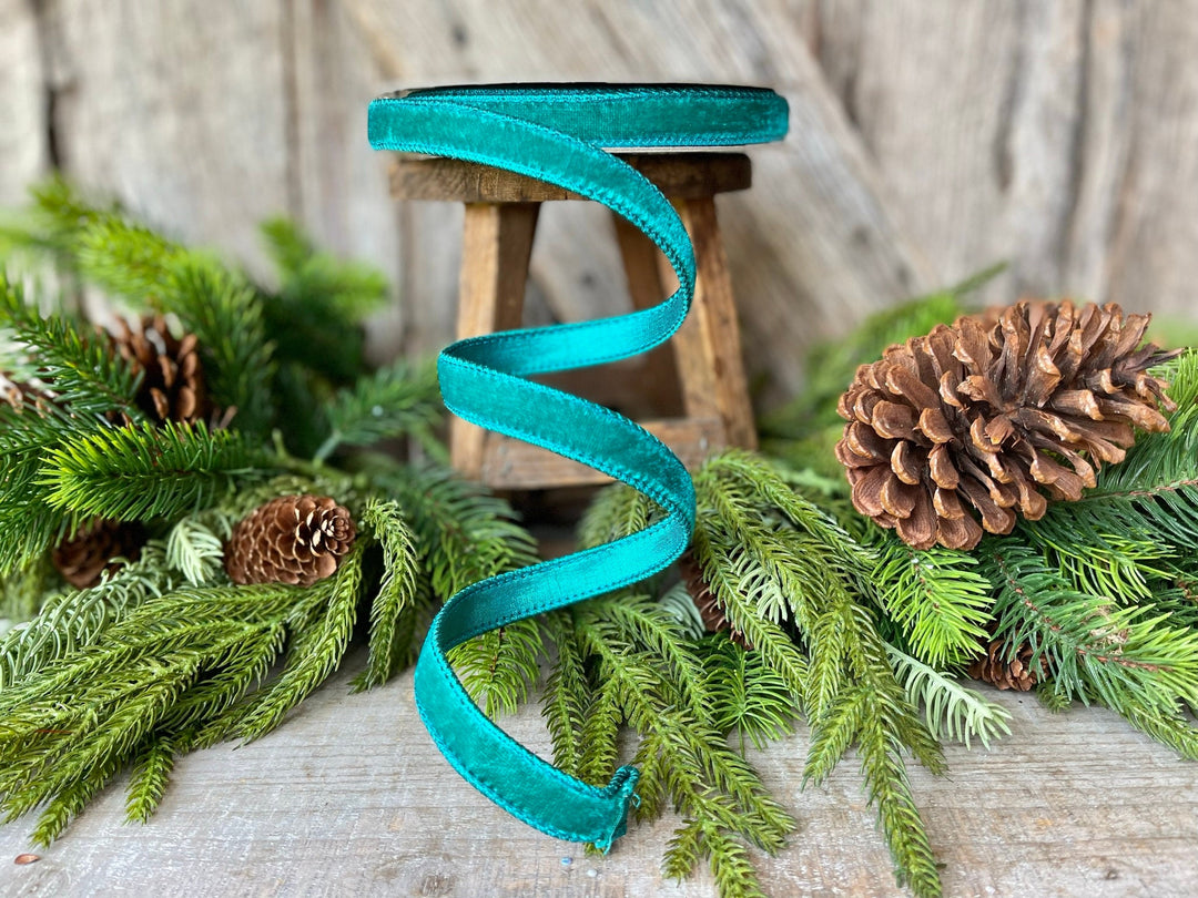 3/4" Teal Velvet Luster RIbbon, Farrisilk Ribbon