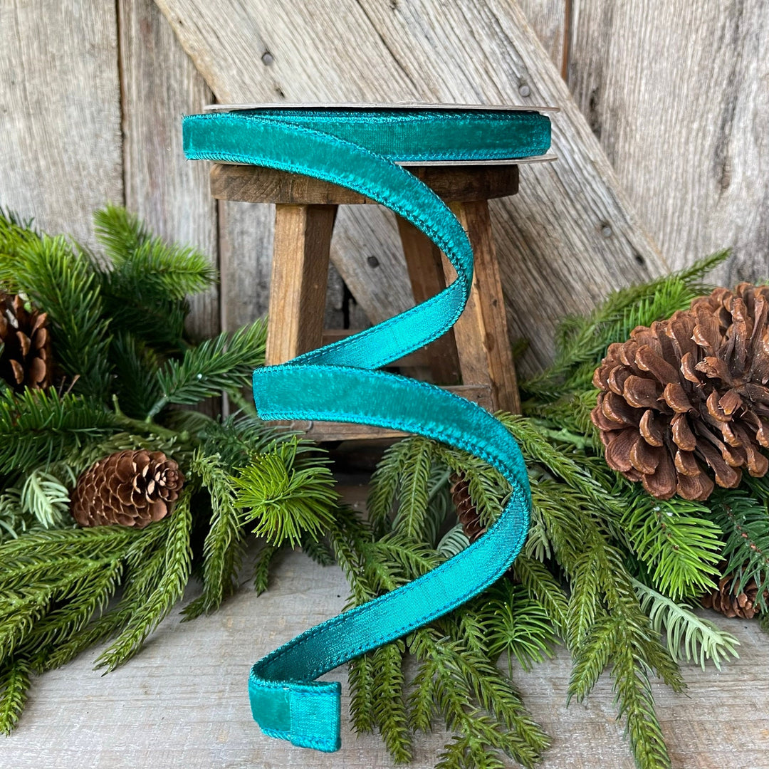 3/4" Teal Velvet Luster RIbbon, Farrisilk Ribbon