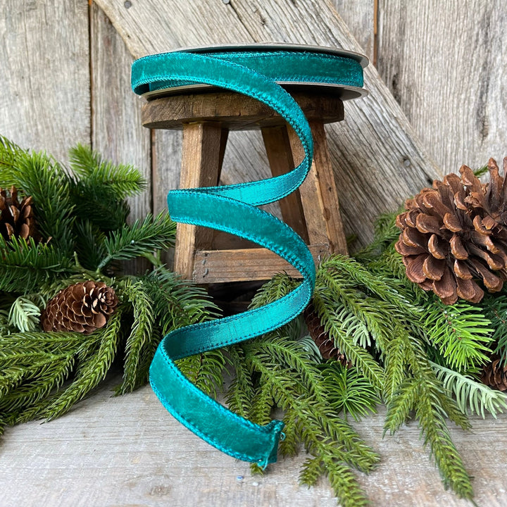 3/4" Teal Velvet Luster RIbbon, Farrisilk Ribbon