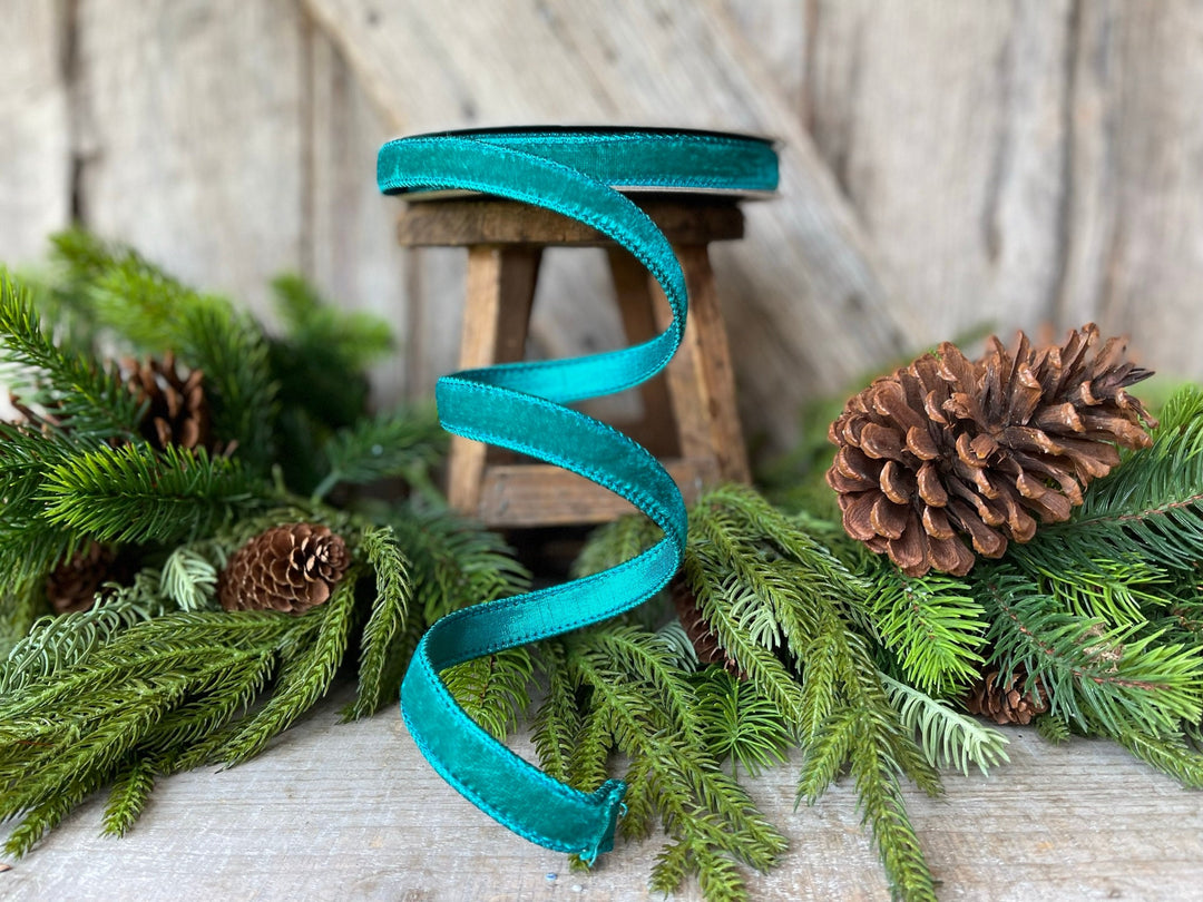 3/4" Teal Velvet Luster RIbbon, Farrisilk Ribbon