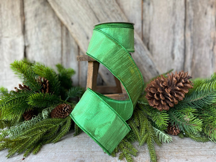 2.5" Green Luster Ribbon, Farrisilk
