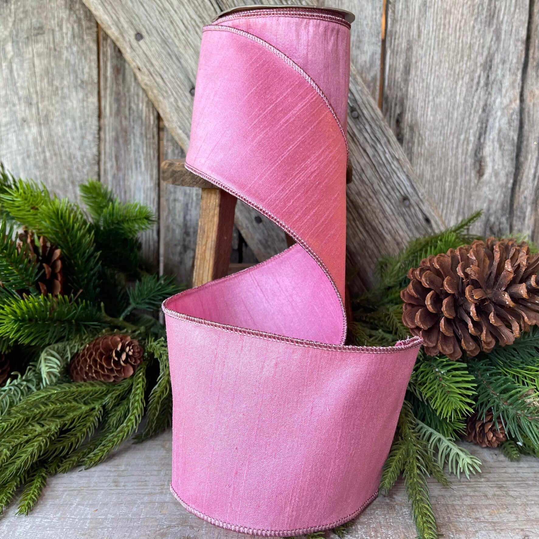 4" Pink Luster Ribbon, Farrisilk ribbon