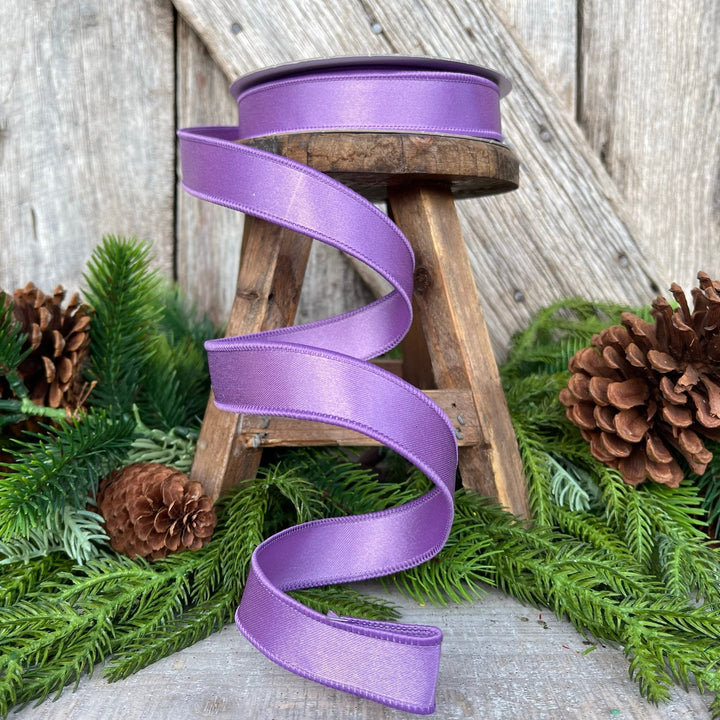 1" Purple Lavender Wired Ribbon, Farrisilk Ribbon, Satin Ribbon