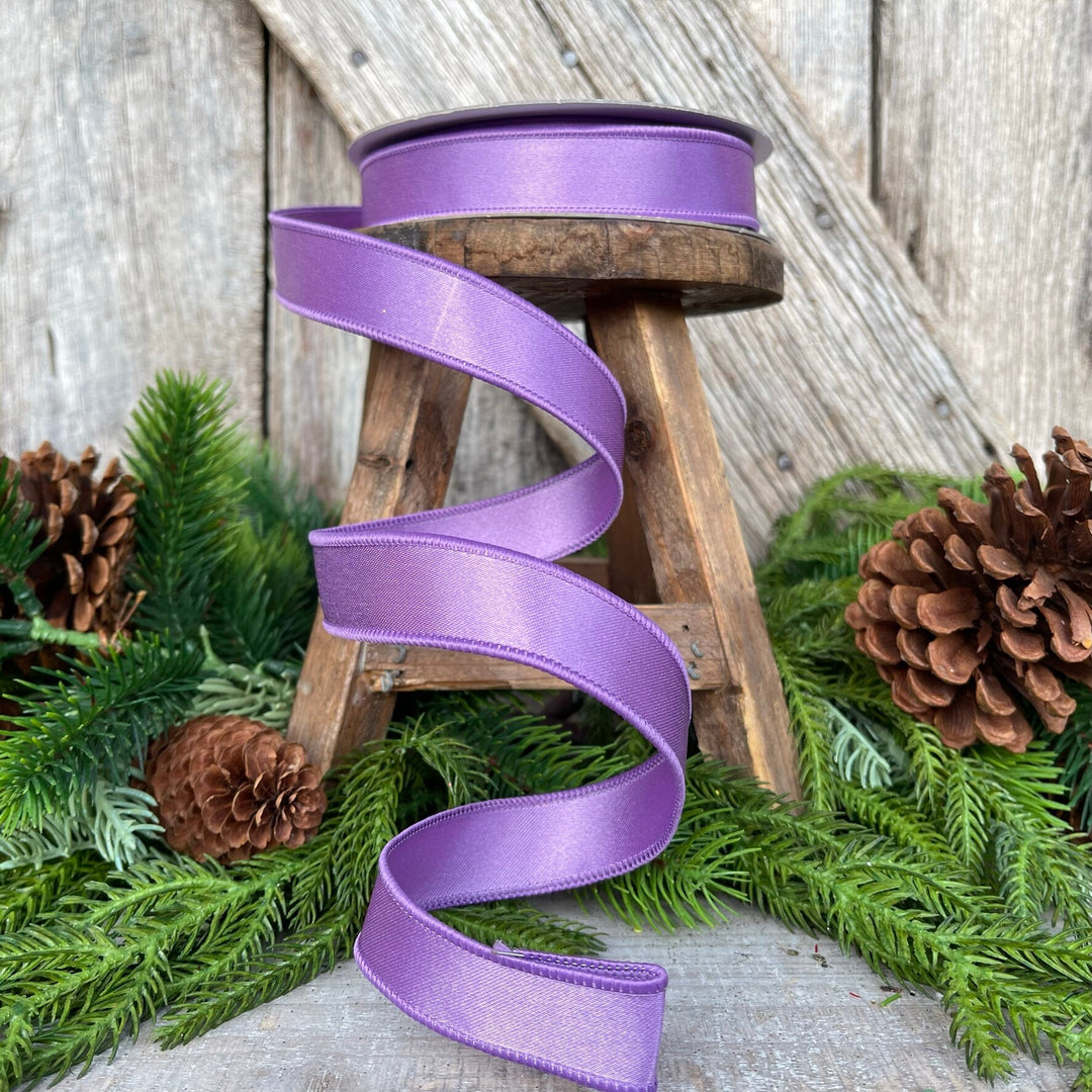 1" Purple Lavender Wired Ribbon, Farrisilk Ribbon, Satin Ribbon
