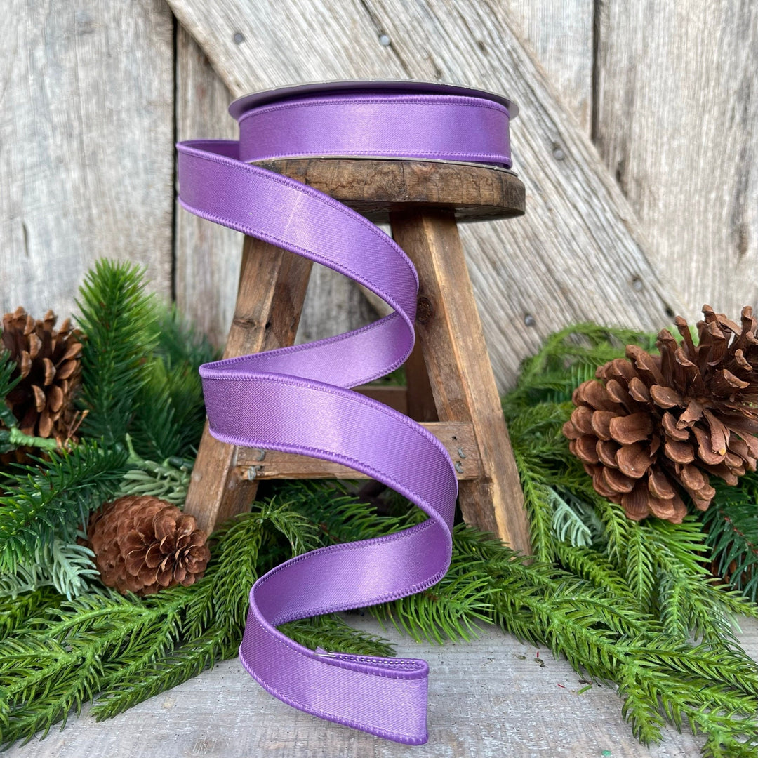 1" Purple Lavender Wired Ribbon, Farrisilk Ribbon, Satin Ribbon