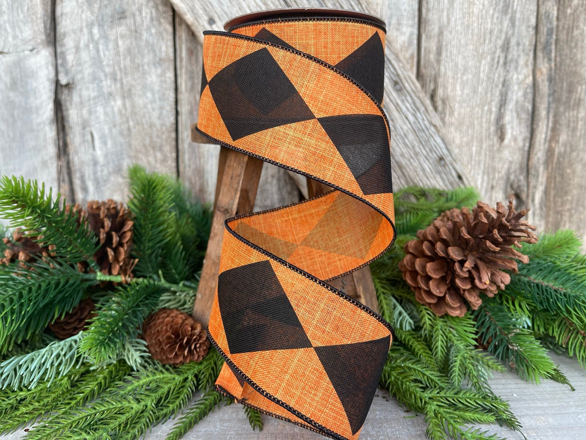 2.5" Orange Harlequin Ribbon, Farrisilk Ribbon