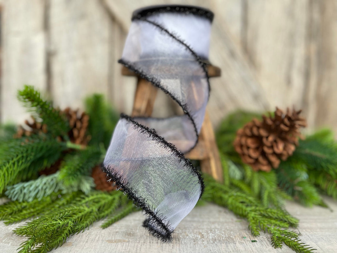2.5" Sheer Creepy Wired Ribbon, Farrisilk Ribbon, Halloween Ribbon