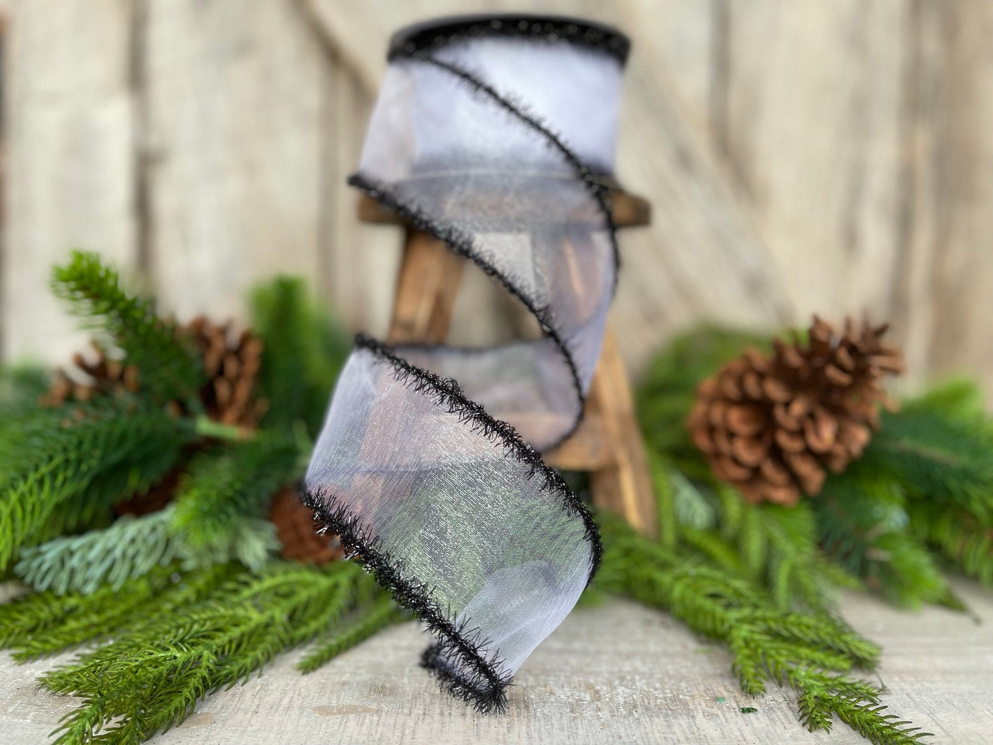 2.5" Sheer Creepy Wired Ribbon, Farrisilk Ribbon, Halloween Ribbon