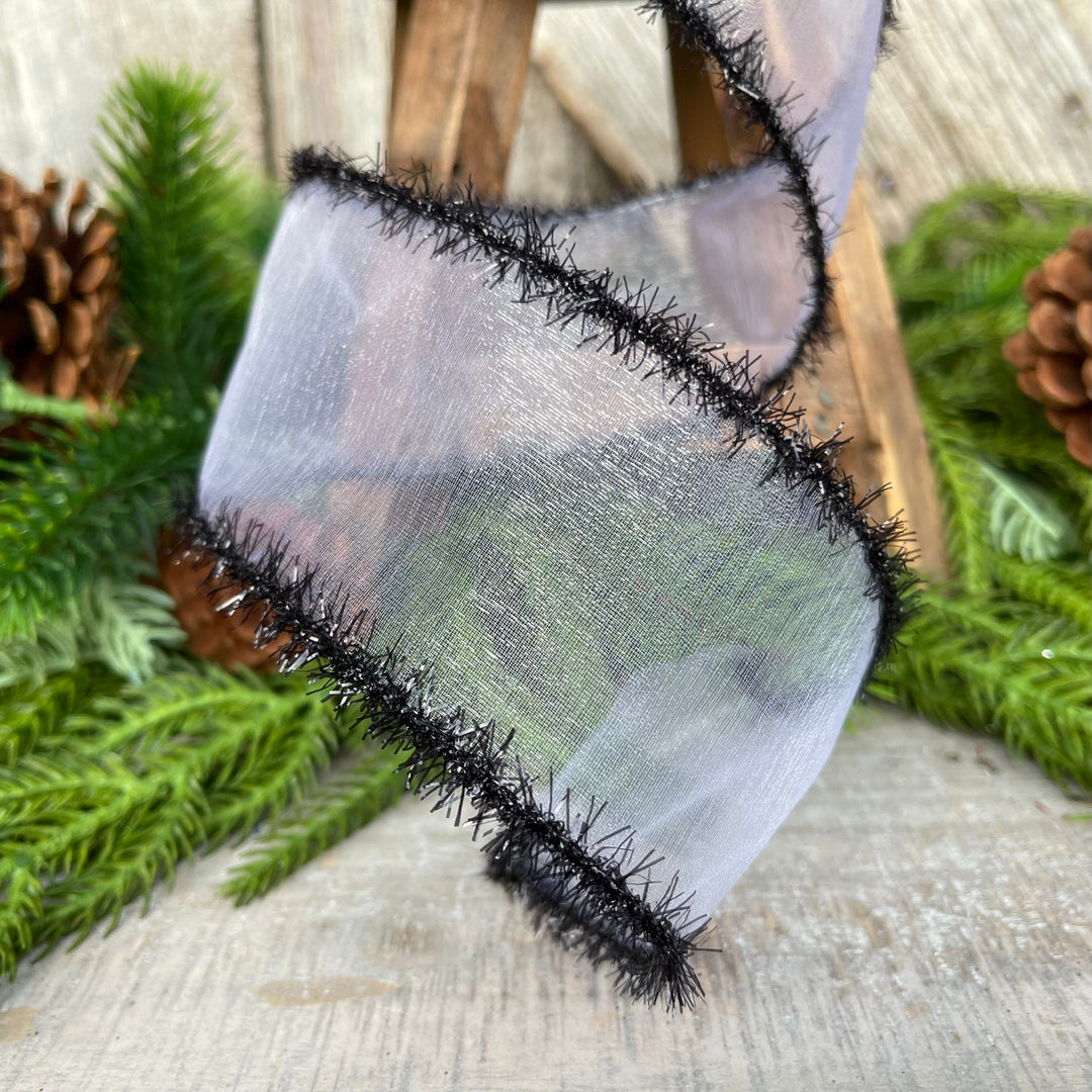 2.5" Sheer Creepy Wired Ribbon, Farrisilk Ribbon, Halloween Ribbon