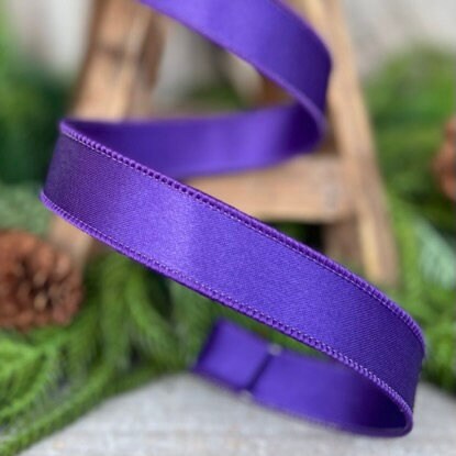 1" Purple Wired Ribbon, Farrisilk Ribbon, Satin Ribbon