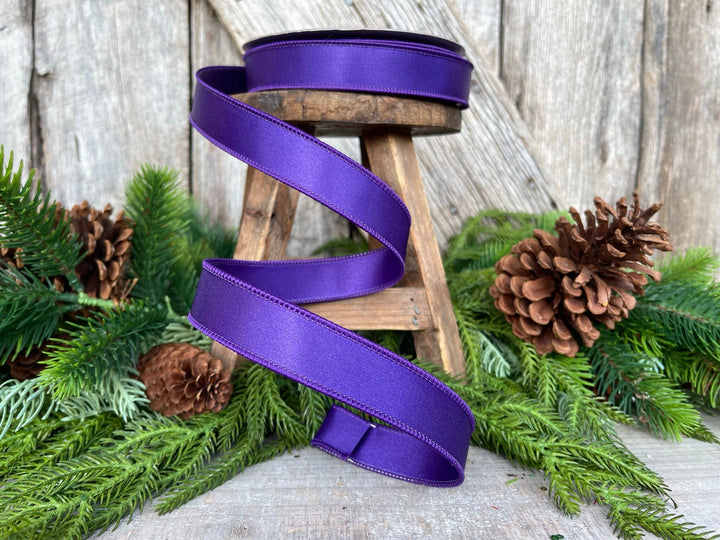 1" Purple Wired Ribbon, Farrisilk Ribbon, Satin Ribbon