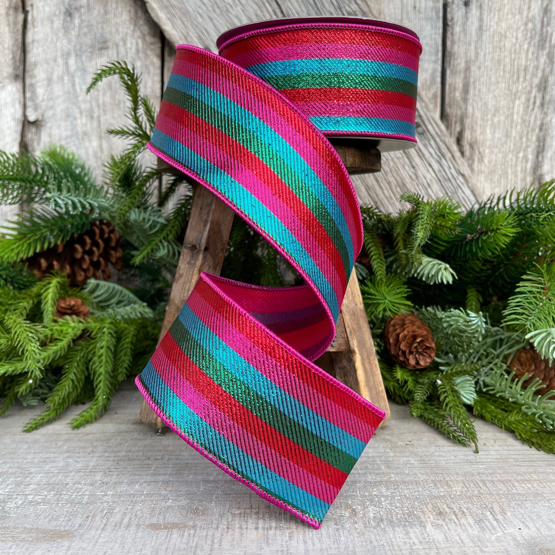 2.5" Candy Stripe Ribbon, Farrisilk Ribbon