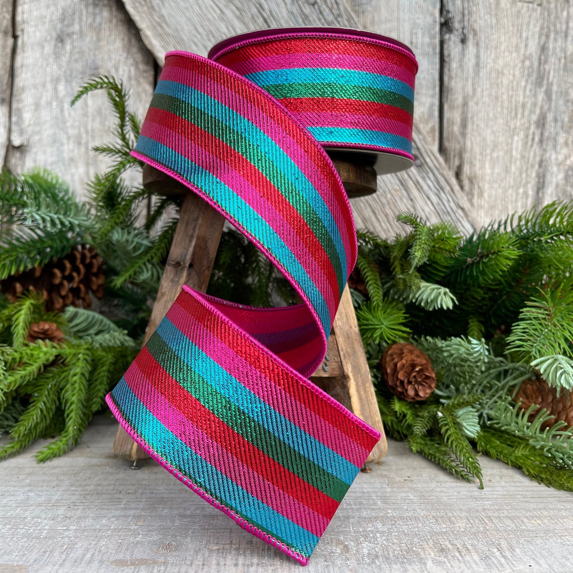 2.5" Candy Stripe Ribbon, Farrisilk Ribbon