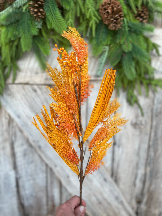 28" Yellow Orange Wheat Berry Spray for Fall, 83796