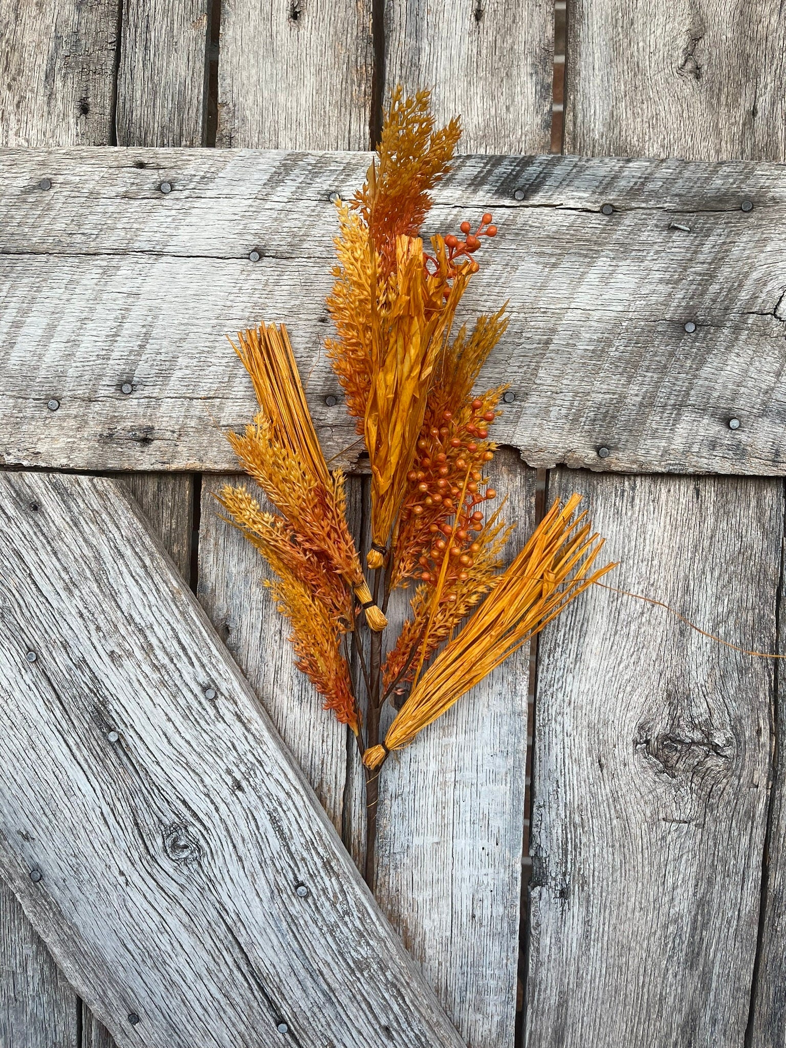 28" Yellow Orange Wheat Berry Spray for Fall, 83796