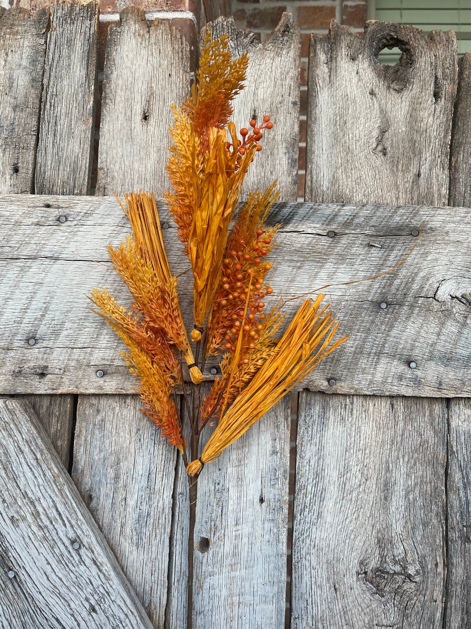28" Yellow Orange Wheat Berry Spray for Fall, 83796