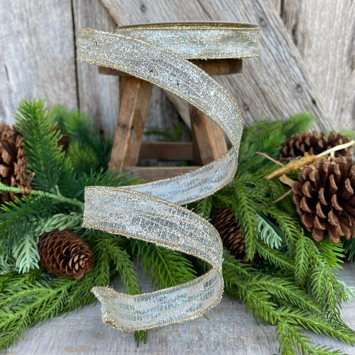 1" Platinum Reflections RIbbon, Farrisilk Ribbon, Christmas Ribbon