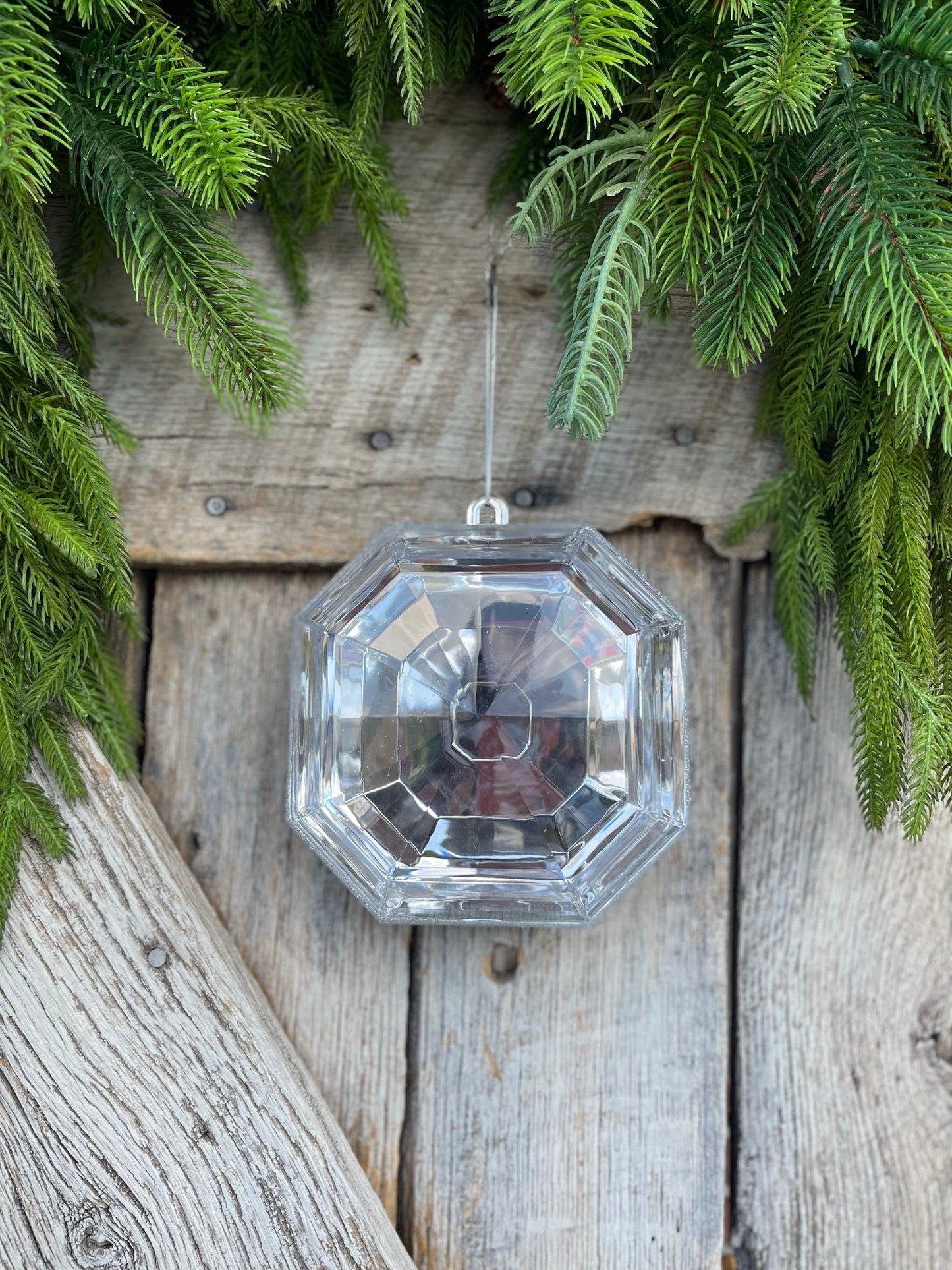 6" Clear Square Jewel, Christmas Jewel Ornament