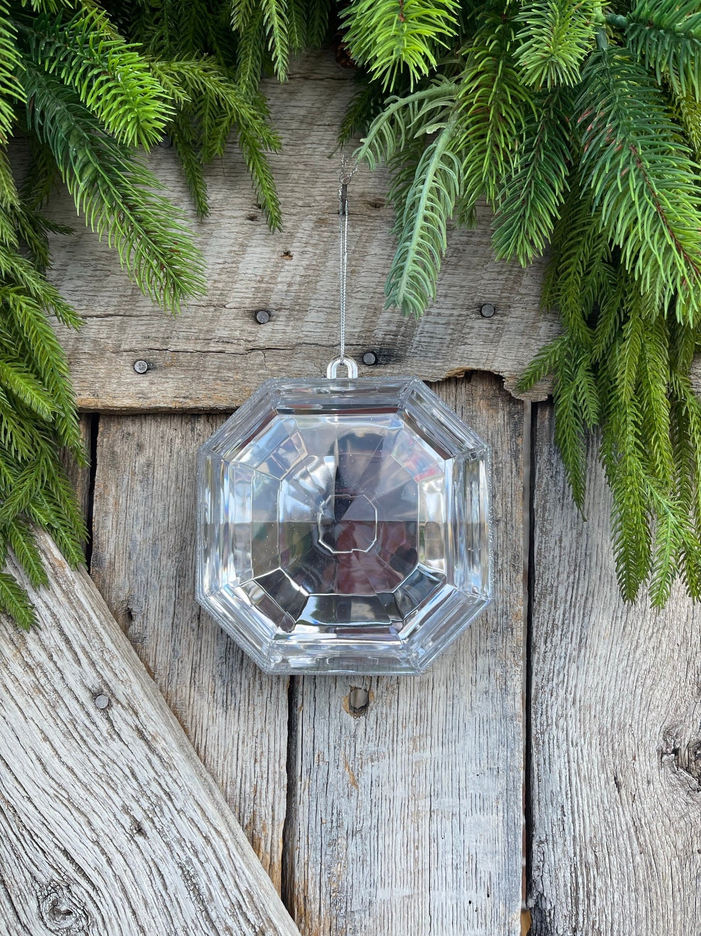 6" Clear Square Jewel, Christmas Jewel Ornament