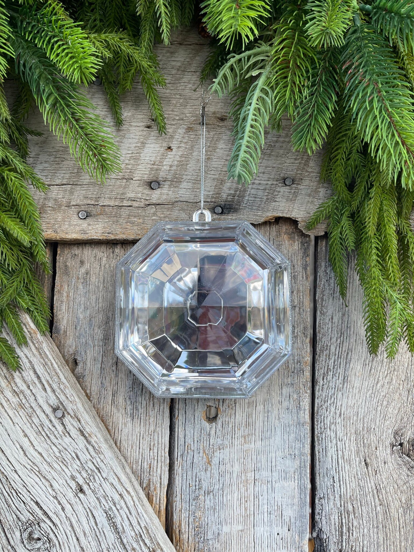 6" Clear Square Jewel, Christmas Jewel Ornament