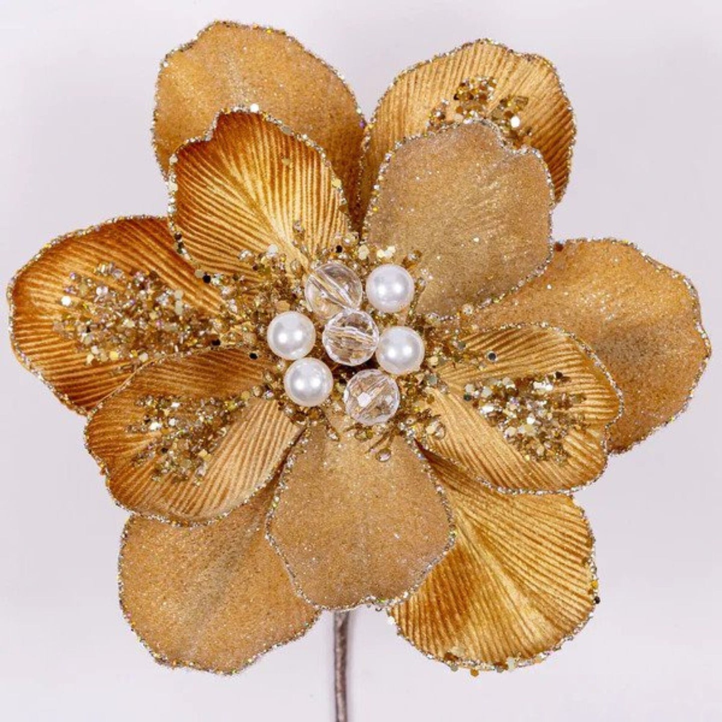 7" Gold Magnolia Clip, Farrisilk Magnolia