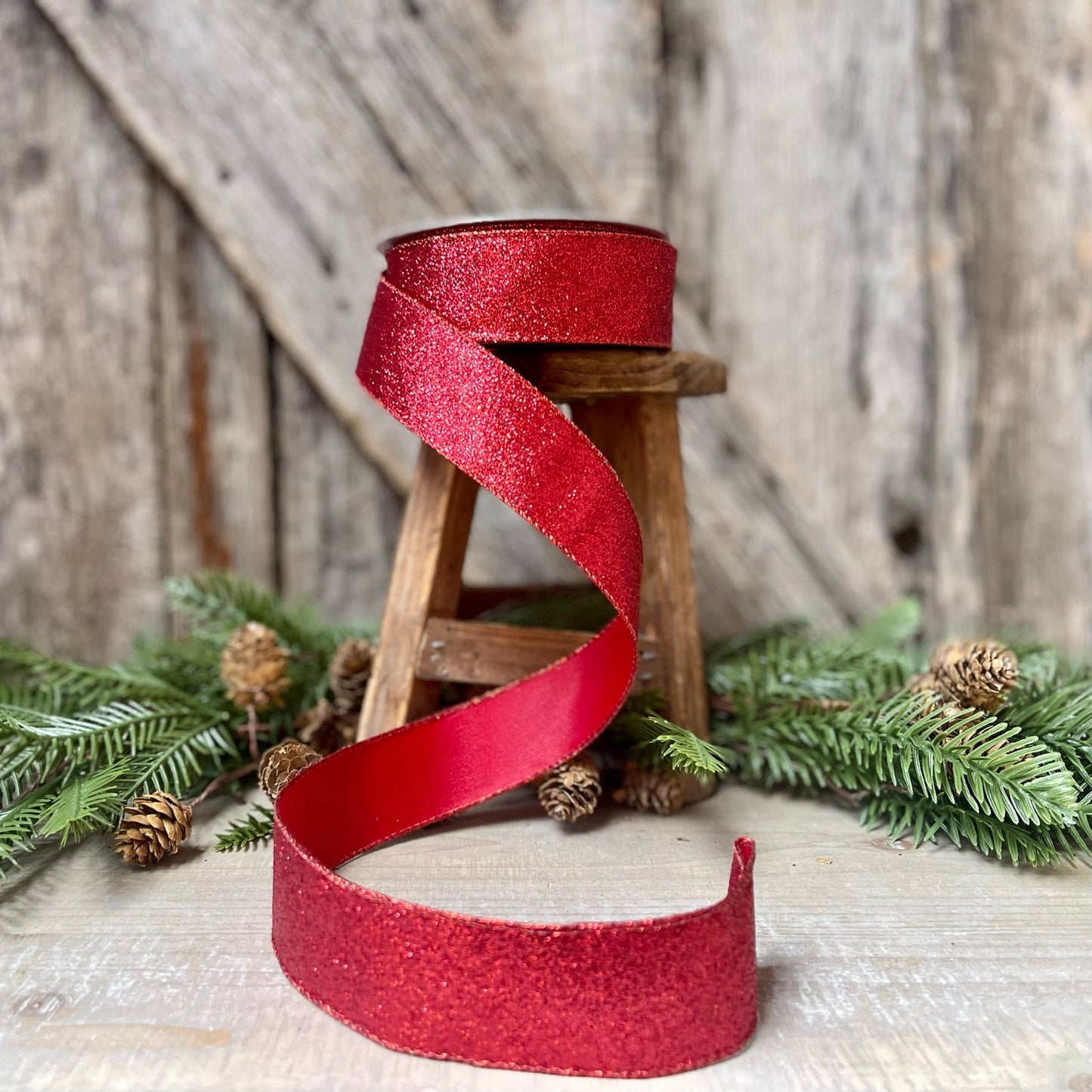 1.5" Christmas Ribbon, Farrisilk Ribbon, Diamond Dust Ribbon, Red, Emerald Green, Ruby, Gold, Light Gold, Wired Ribbon, Glitter Ribbon