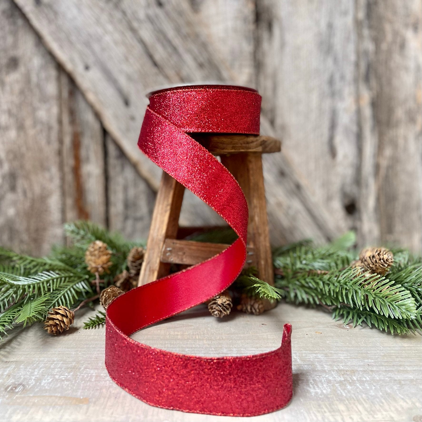 1.5" Christmas Ribbon, Farrisilk Ribbon, Diamond Dust Ribbon, Red, Emerald Green, Ruby, Gold, Light Gold, Wired Ribbon, Glitter Ribbon