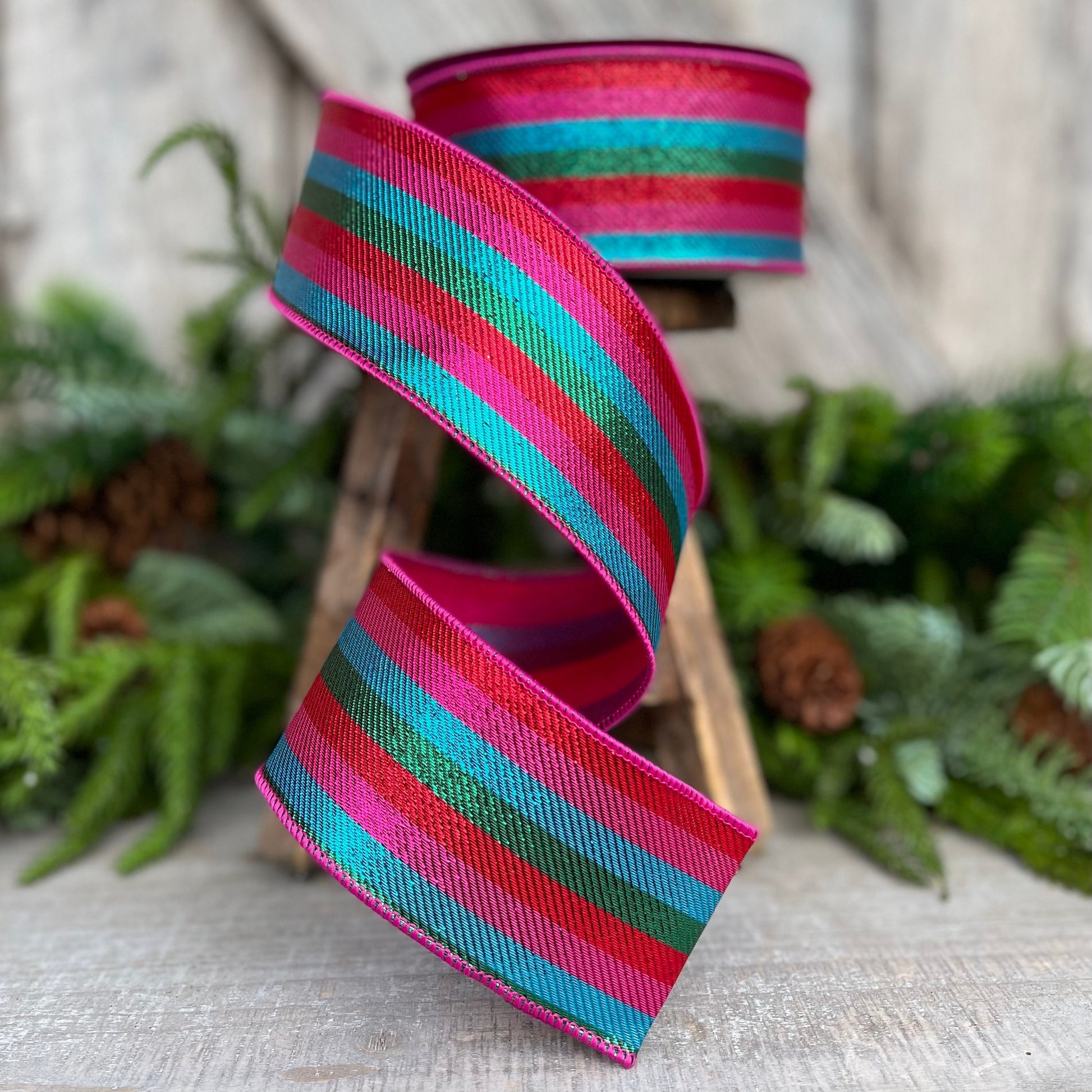 2.5" Candy Stripe Ribbon, Farrisilk Ribbon