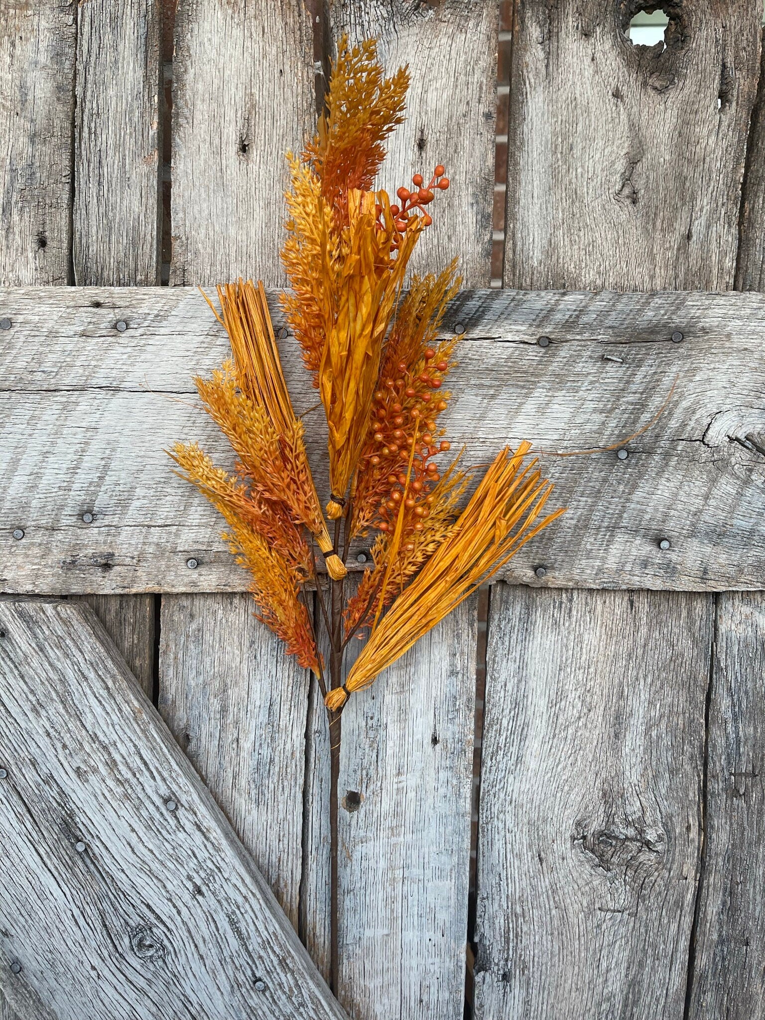 28" Yellow Orange Wheat Berry Spray for Fall, 83796