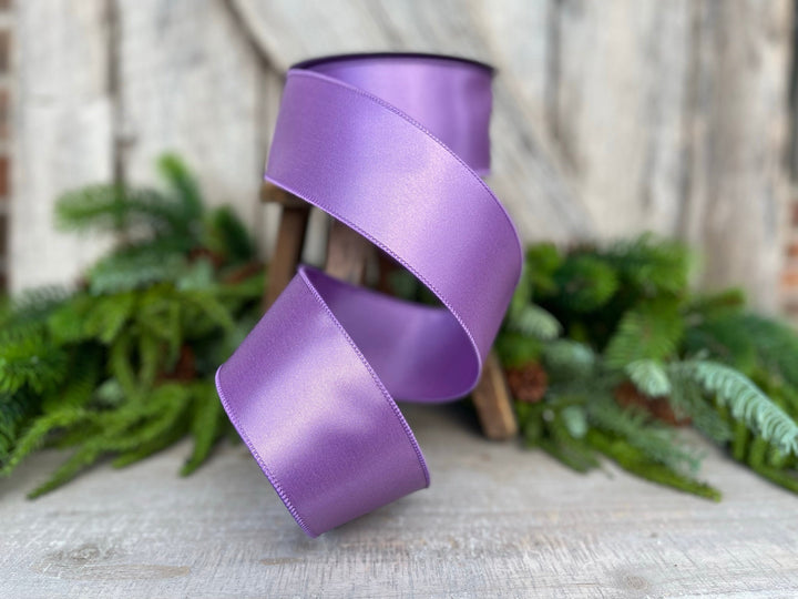 2.5" Purple Lavender Wired Ribbon, Farrisilk Ribbon, Satin Ribbon