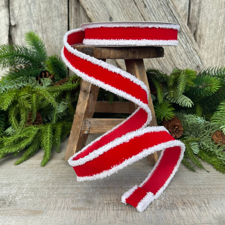 1" Santa Trim, Wired RIbbon