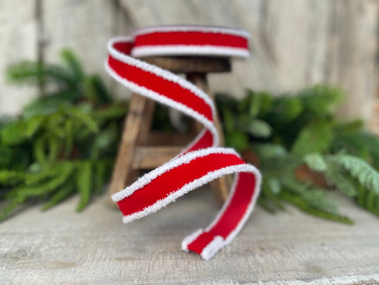 1" Santa Trim, Wired RIbbon